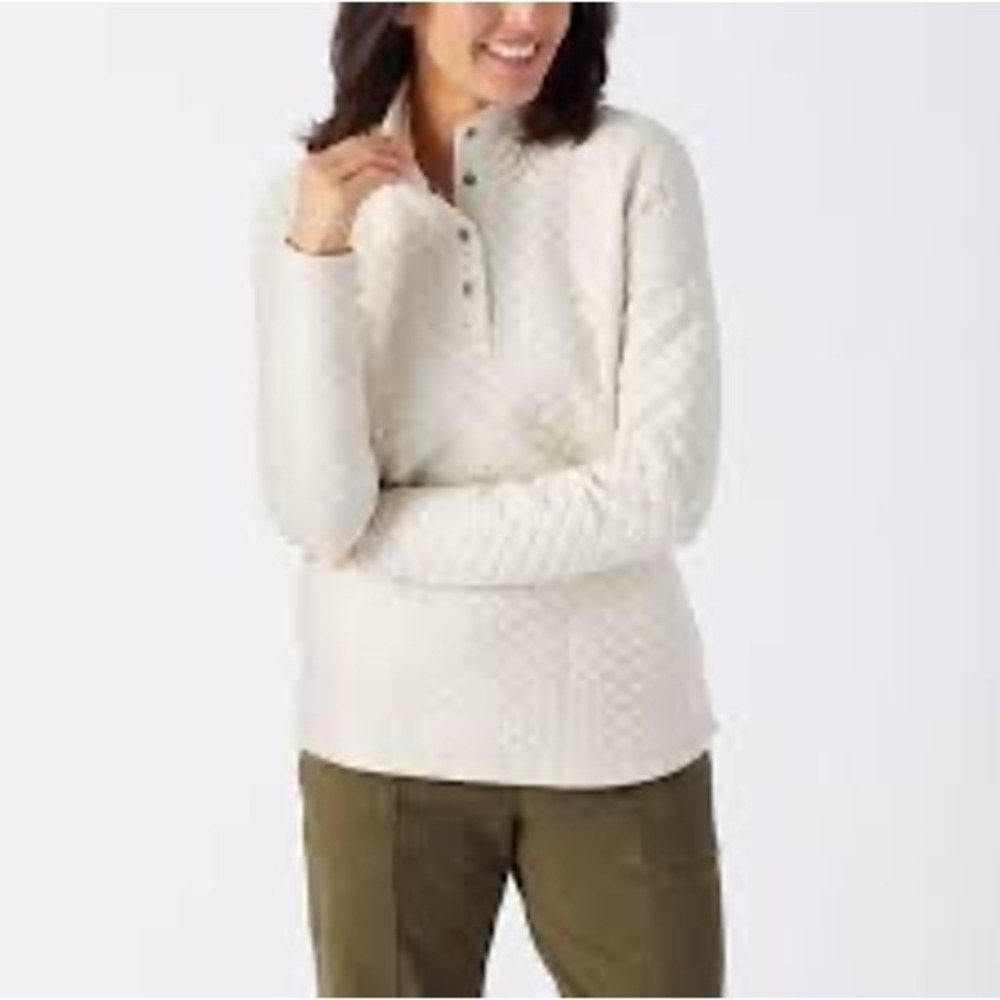 Duluth trading company white gray quilted pullover women's size small casual